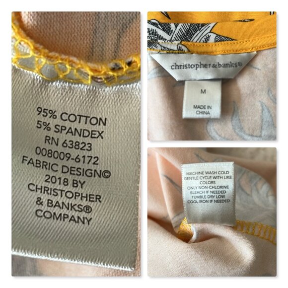 Christopher &  Banks Pineapple Print Knit Top Sz M - Picture 8 of 9